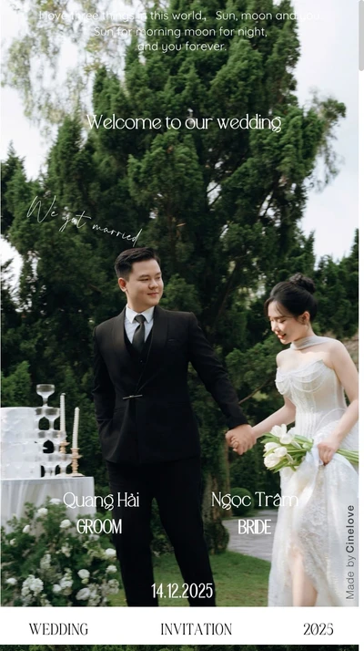 Thiệp cưới online Quang Hải & Ngọc Trâm Wedding từ Cinelove