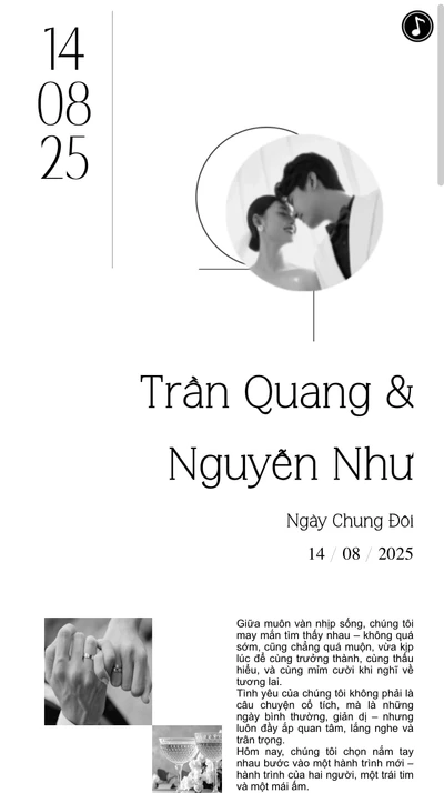 Thiệp cưới online Quang & Như từ Cinelove