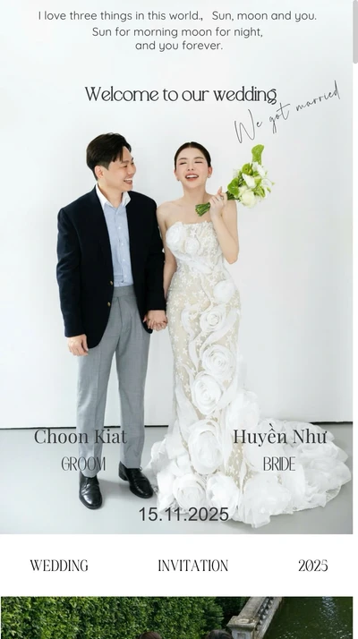 Thiệp cưới online Huyền Như - Khoo Choon Kiat từ Cinelove