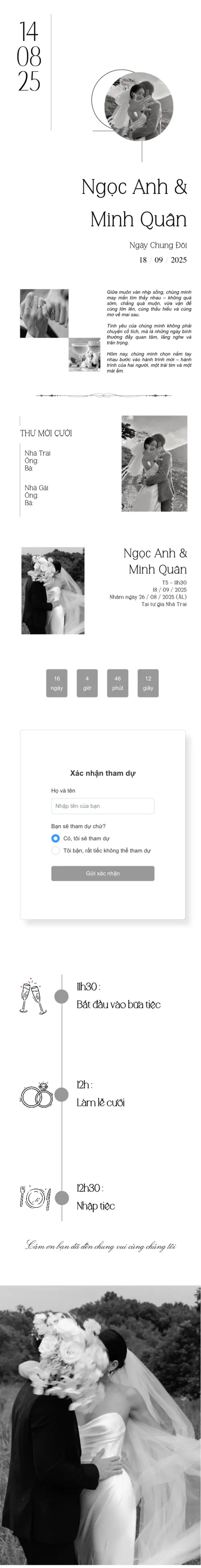 Thiệp cưới online miễn phí - Mẫu thiệp cưới online Black & White | Cinelove